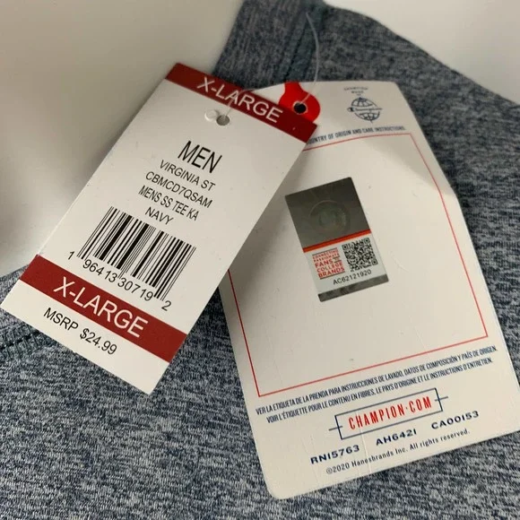 Champion VSU Trojans Mens Grey and Blue T-Shirt XL - Picture 3 of 3